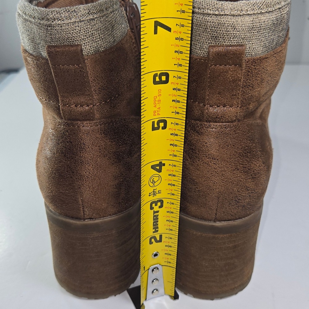 Carlos by Carlos Santana Brown Lace Up Side Zip Block Heel Ankle Boots 10 - Picture 3 of 10